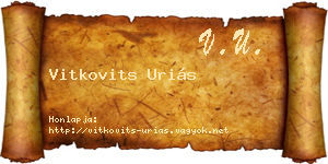 Vitkovits Uriás névjegykártya